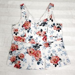 Torrid Floral Pengelium Tank Top White Size 2 / 2X